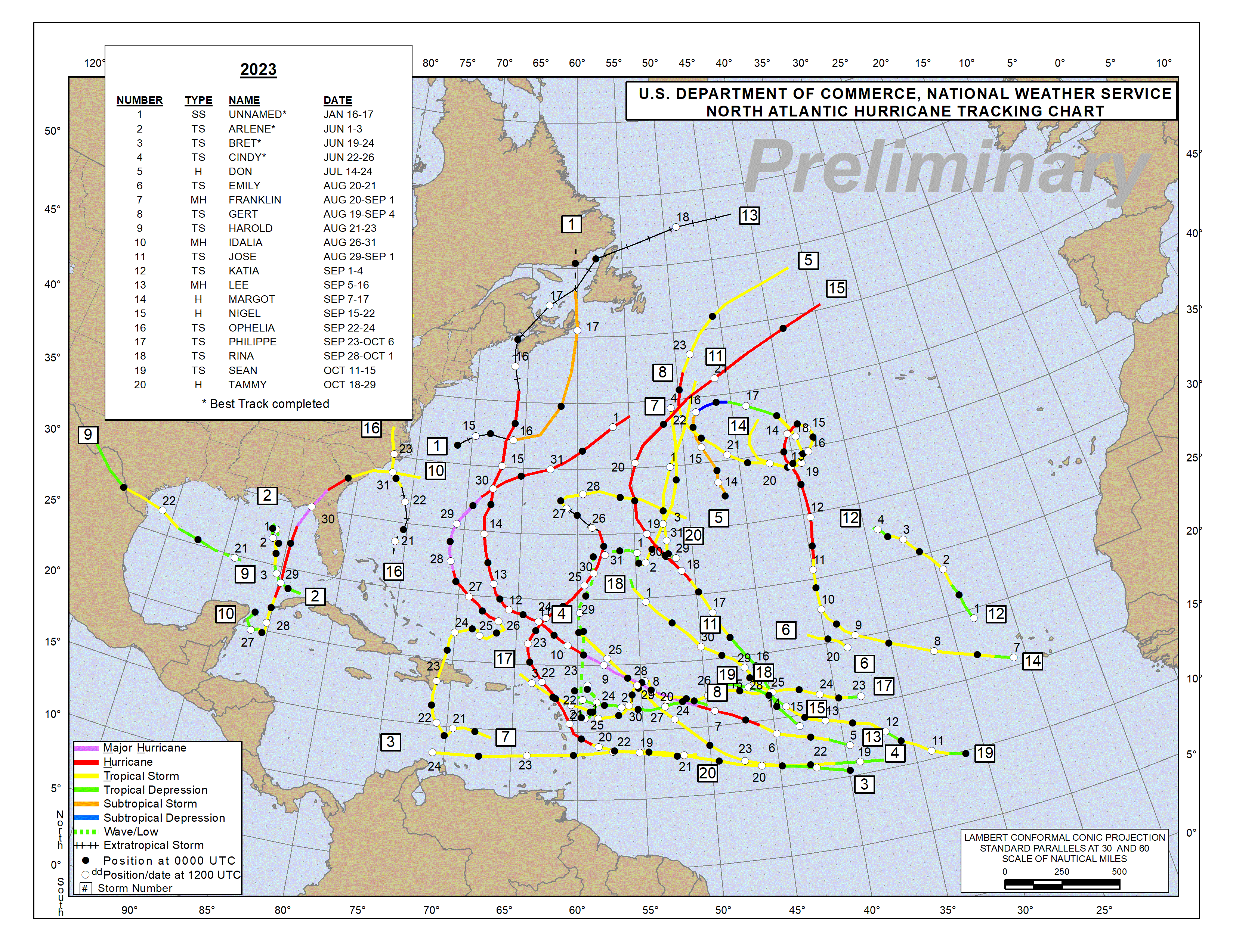 2023 hurricane season map